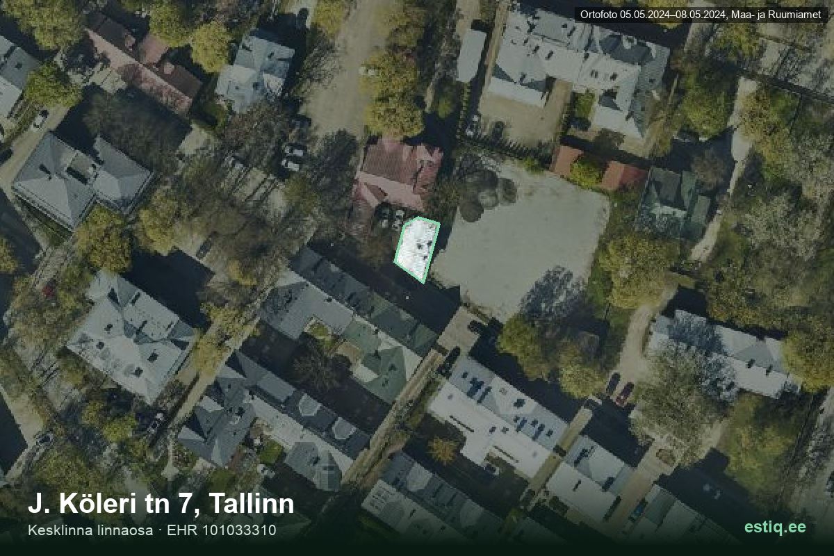 J. Köleri tänav 7, Tallinn – hoone aerofoto, kontuur ehitisregistri (EHR) andmetest