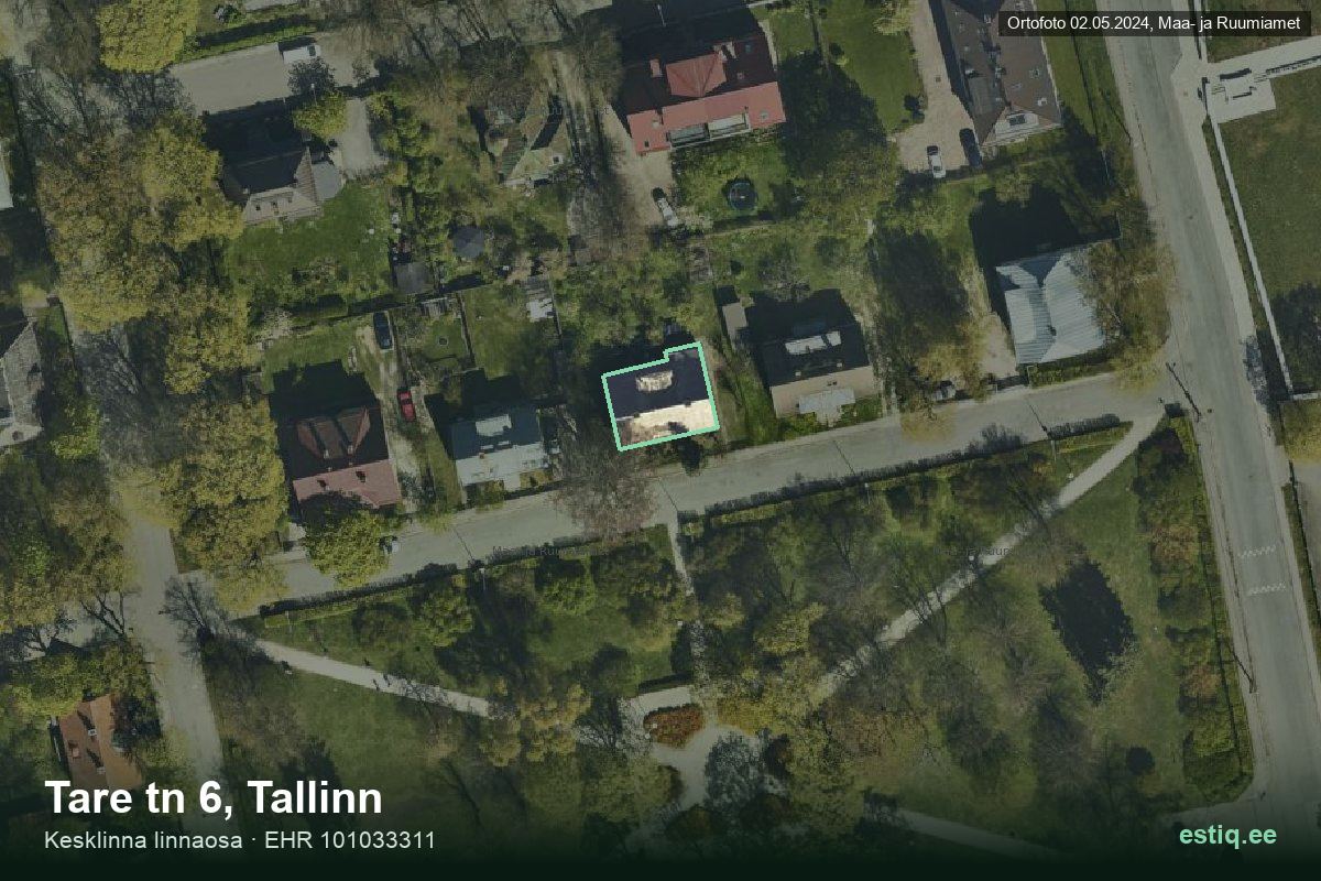 Tare tänav 6, Tallinn – аэрофото дома, контур по данным регистра строений (EHR)
