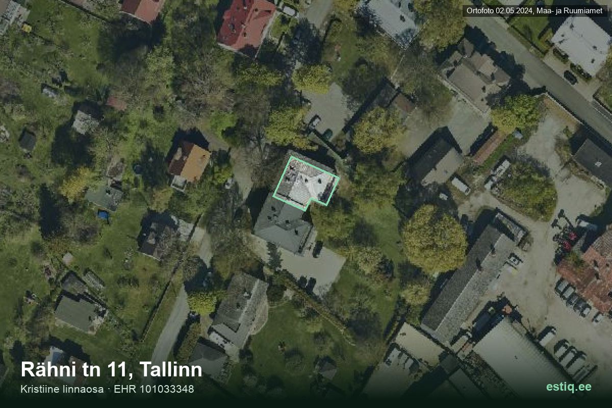 Rähni tänav 11, Tallinn – ilmakuva rakennuksesta, ääriviiva rakennusrekisteristä (EHR)