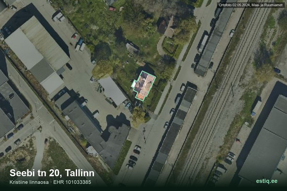Seebi tänav 20, Tallinn – hoone aerofoto, kontuur ehitisregistri (EHR) andmetest