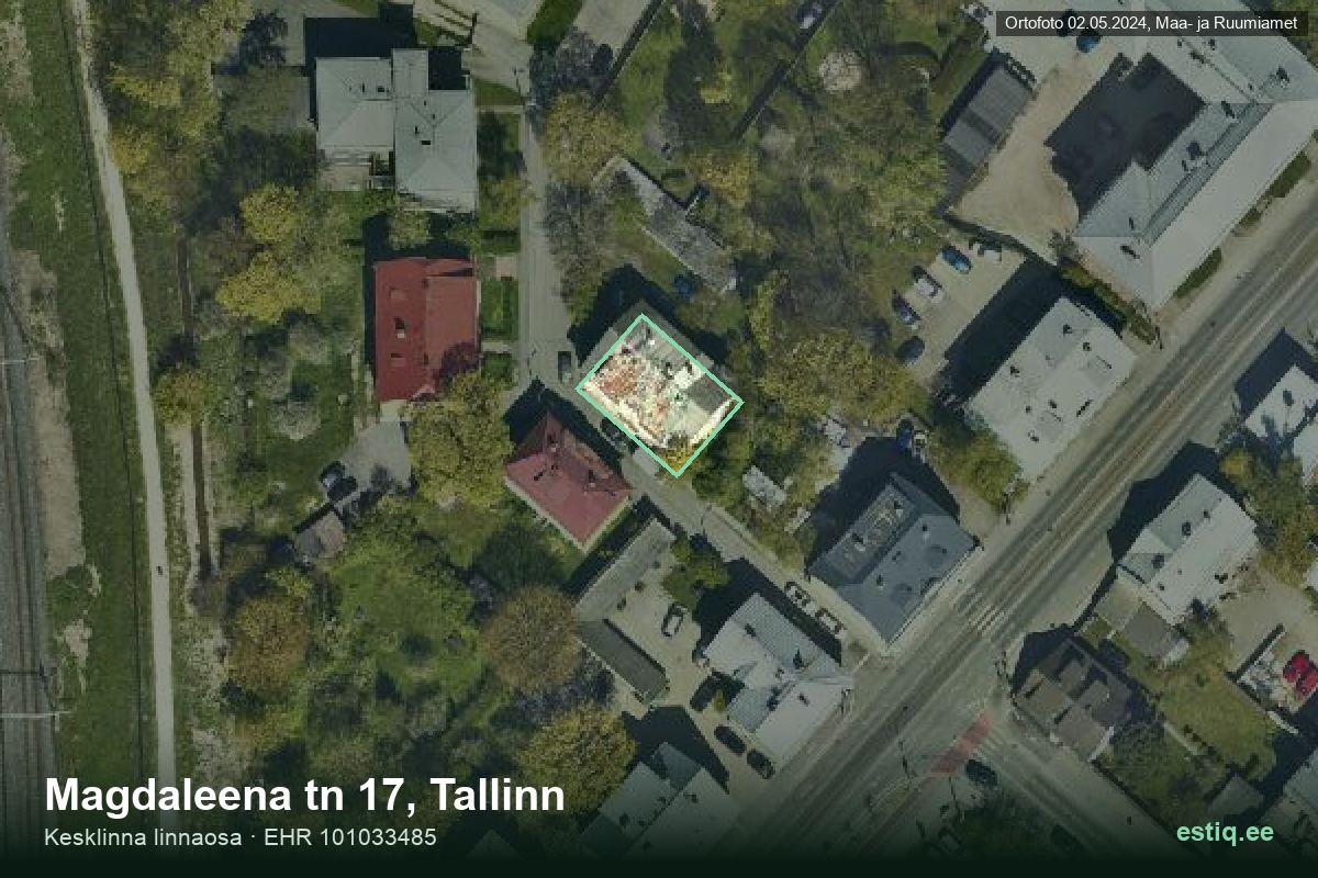 Magdaleena tänav 17, Tallinn – aerial photo of the building, outline from the Building Register (EHR)