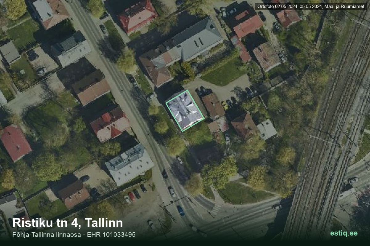 Ristiku tänav 4, Tallinn – ilmakuva rakennuksesta, ääriviiva rakennusrekisteristä (EHR)