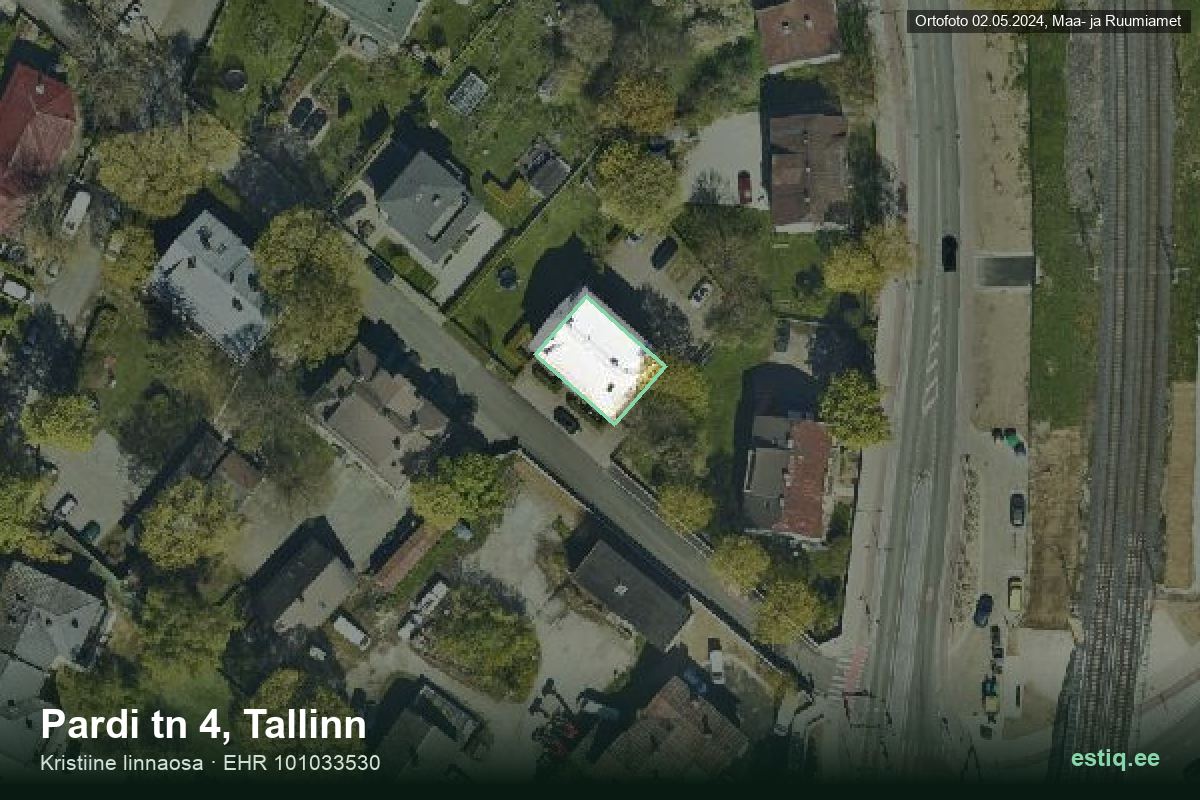 Pardi tänav 4, Tallinn – aerial photo of the building, outline from the Building Register (EHR)