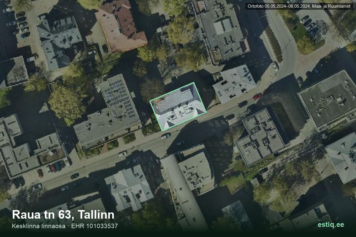 Raua tänav 63, Tallinn – hoone aerofoto, kontuur ehitisregistri (EHR) andmetest
