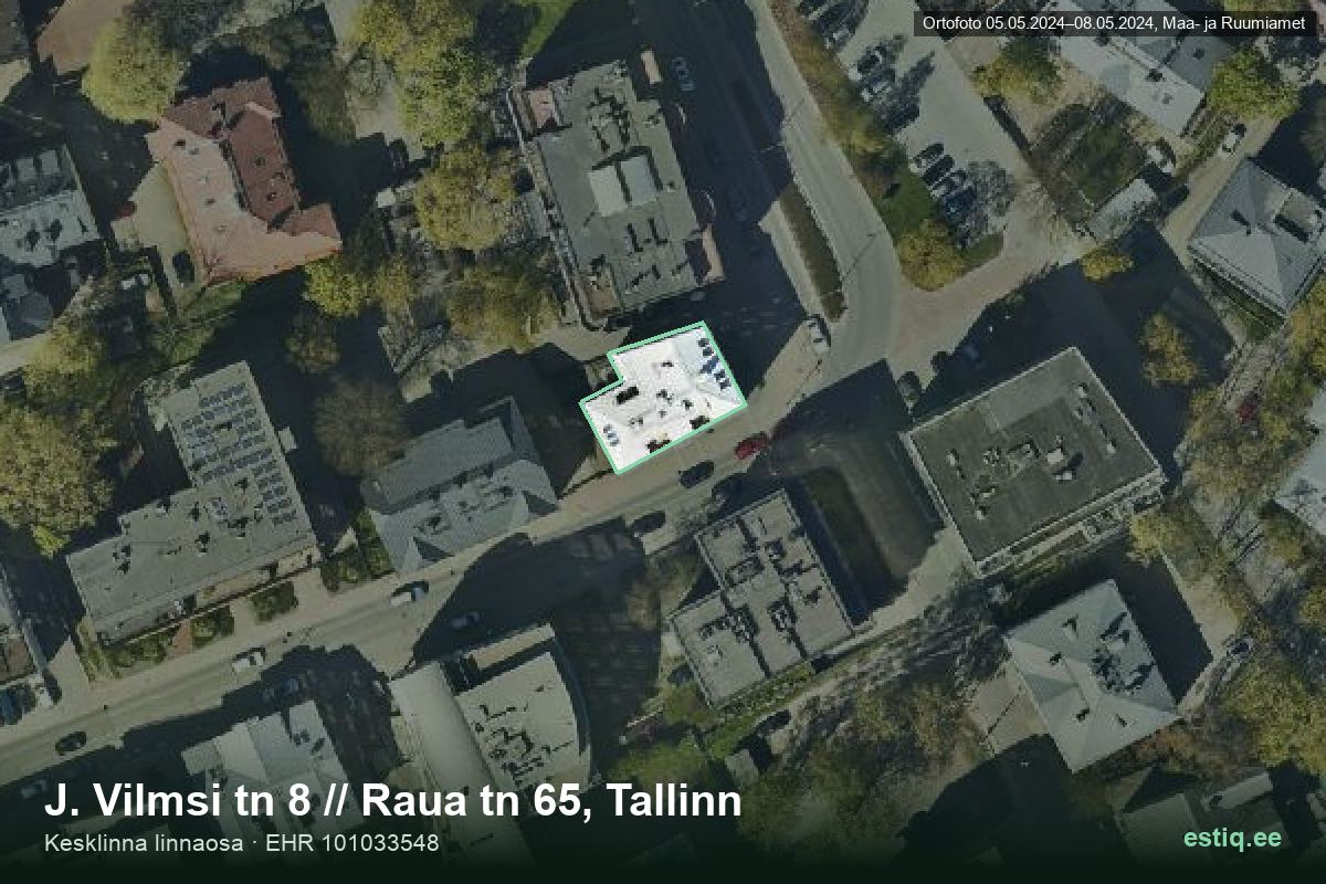 J. Vilmsi tänav 8, Tallinn – аэрофото дома, контур по данным регистра строений (EHR)