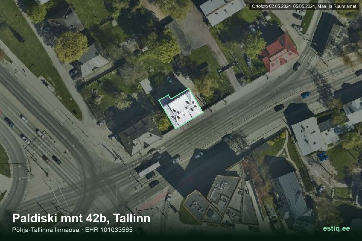 Paldiski mnt 42b, Tallinn – ilmakuva rakennuksesta, ääriviiva rakennusrekisteristä (EHR)