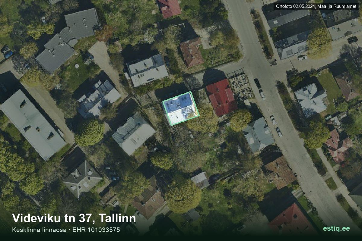 Videviku tänav 37, Tallinn – ilmakuva rakennuksesta, ääriviiva rakennusrekisteristä (EHR)