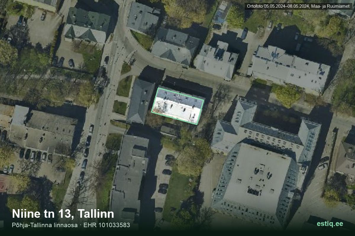 Niine tänav 13, Tallinn – hoone aerofoto, kontuur ehitisregistri (EHR) andmetest