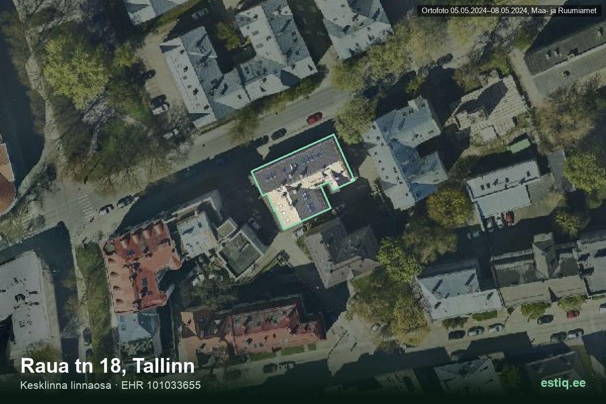 Raua tänav 18, Tallinn – aerial photo of the building, outline from the Building Register (EHR)