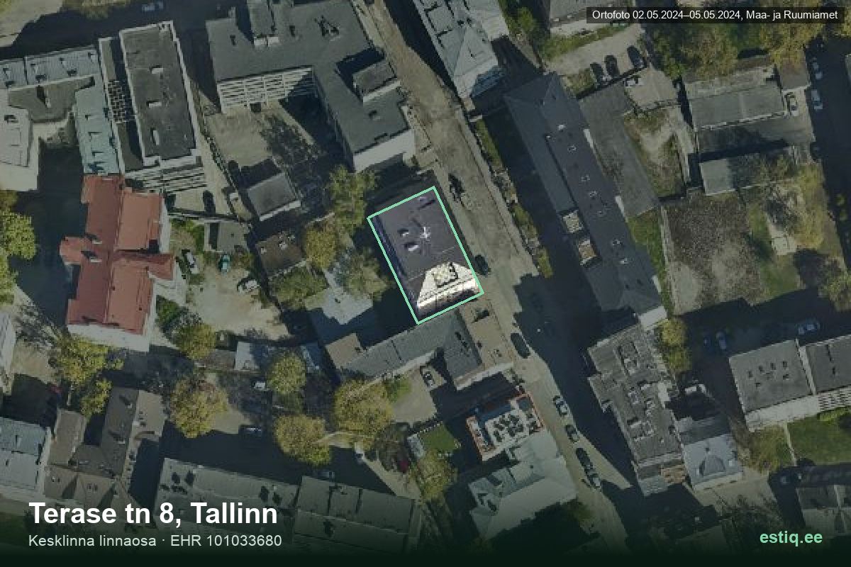 Terase tänav 8, Tallinn – aerial photo of the building, outline from the Building Register (EHR)