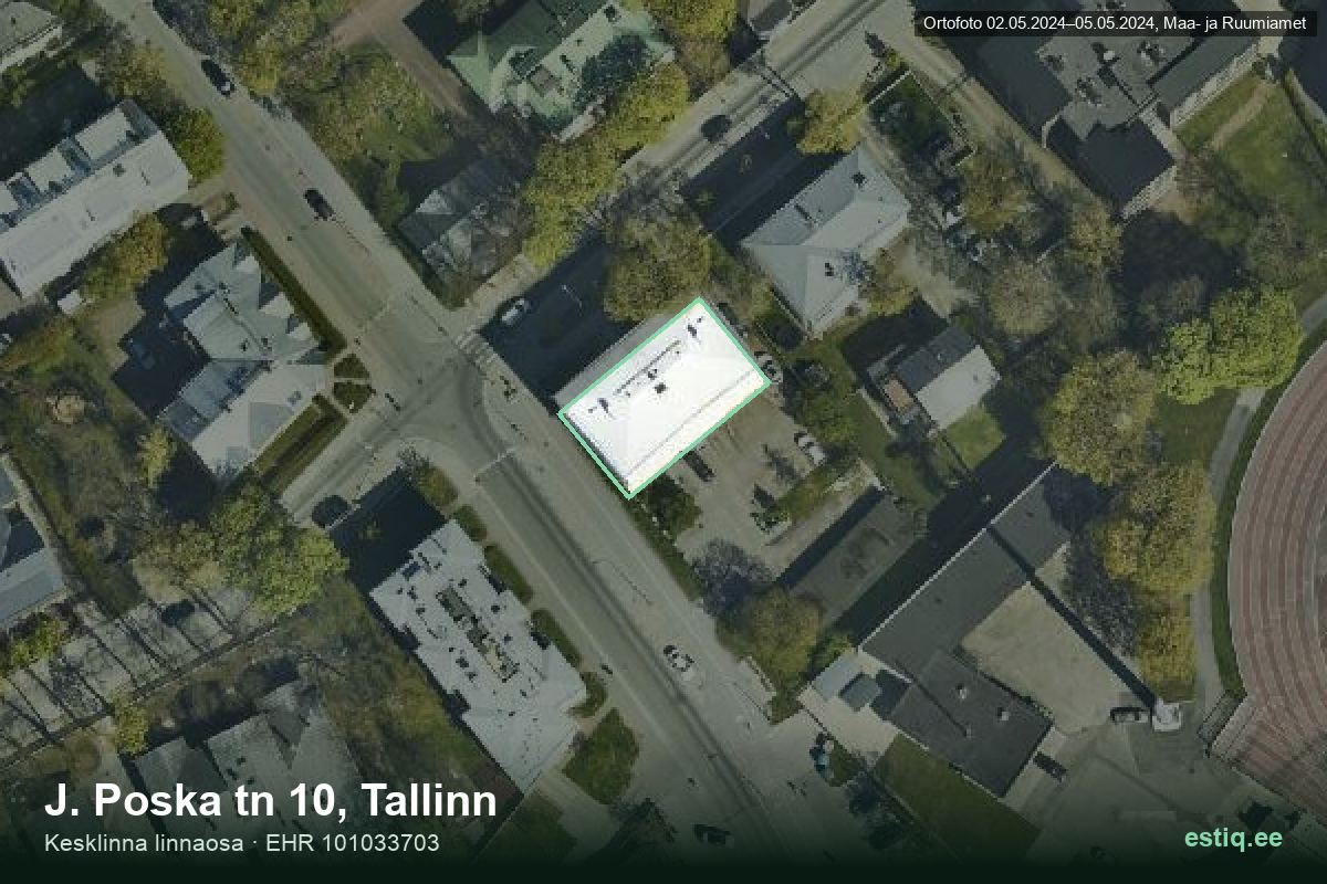 J. Poska tänav 10, Tallinn – aerial photo of the building, outline from the Building Register (EHR)