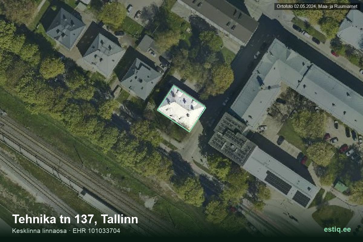 Tehnika tänav 137, Tallinn – аэрофото дома, контур по данным регистра строений (EHR)