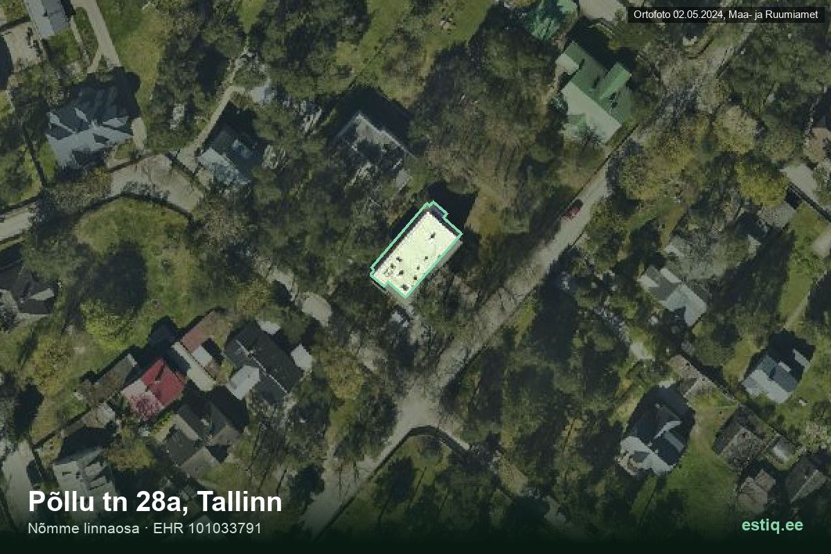 Põllu tänav 28a, Tallinn – ilmakuva rakennuksesta, ääriviiva rakennusrekisteristä (EHR)