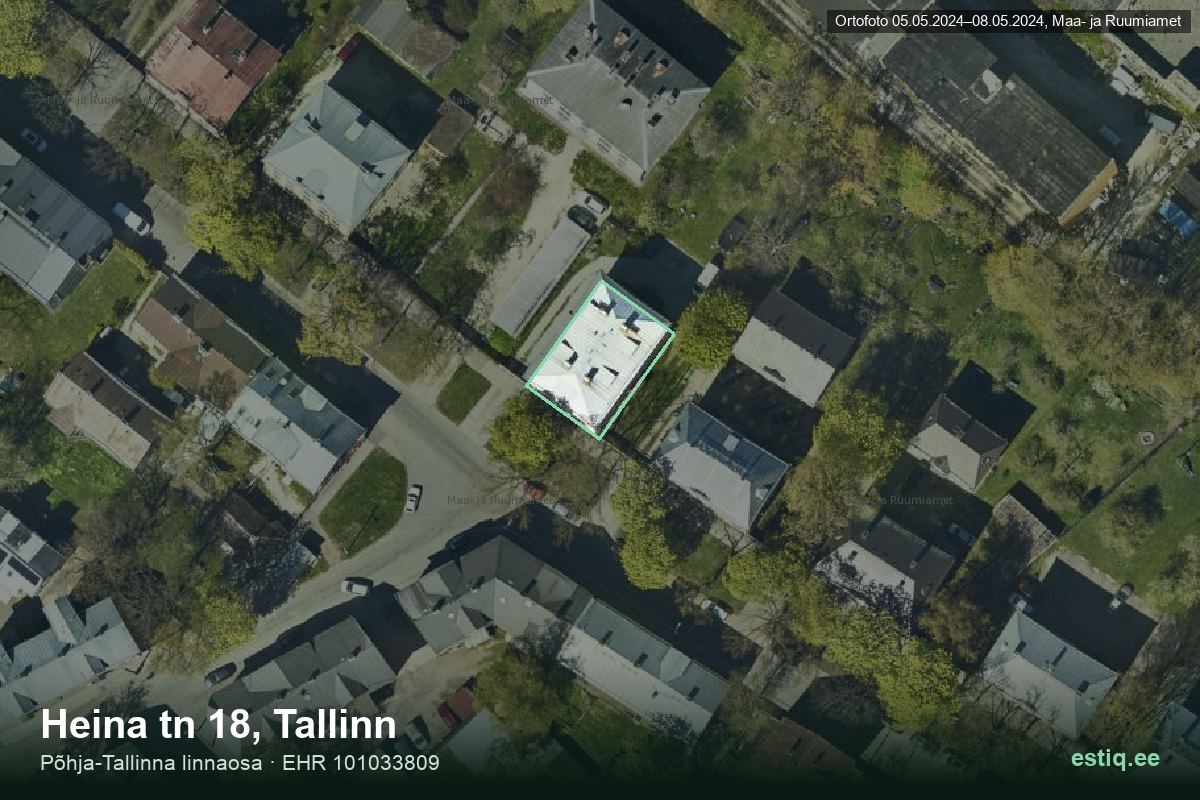Heina tänav 18, Tallinn – aerial photo of the building, outline from the Building Register (EHR)