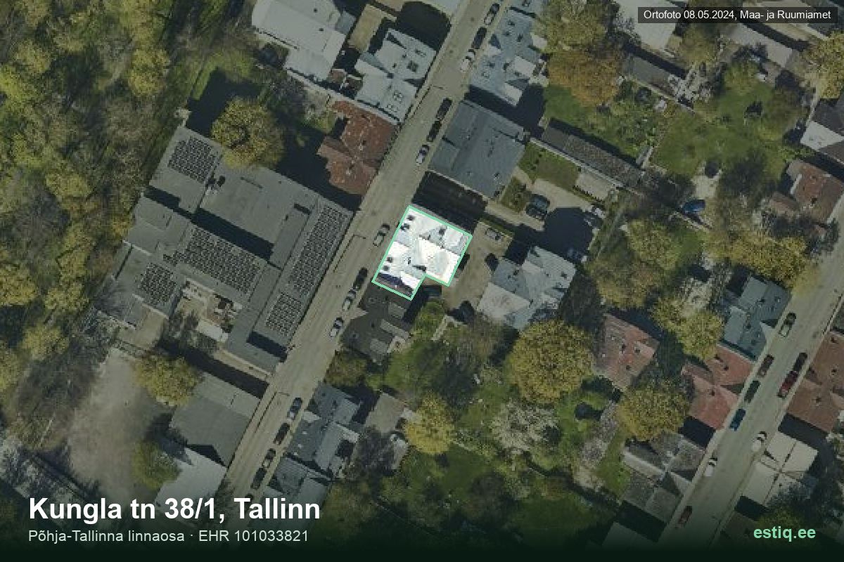 Kungla tänav 38/1, Tallinn – hoone aerofoto, kontuur ehitisregistri (EHR) andmetest