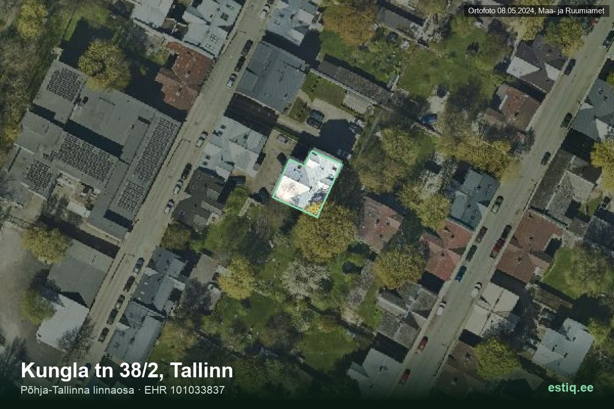 Kungla tänav 38/2, Tallinn – hoone aerofoto, kontuur ehitisregistri (EHR) andmetest
