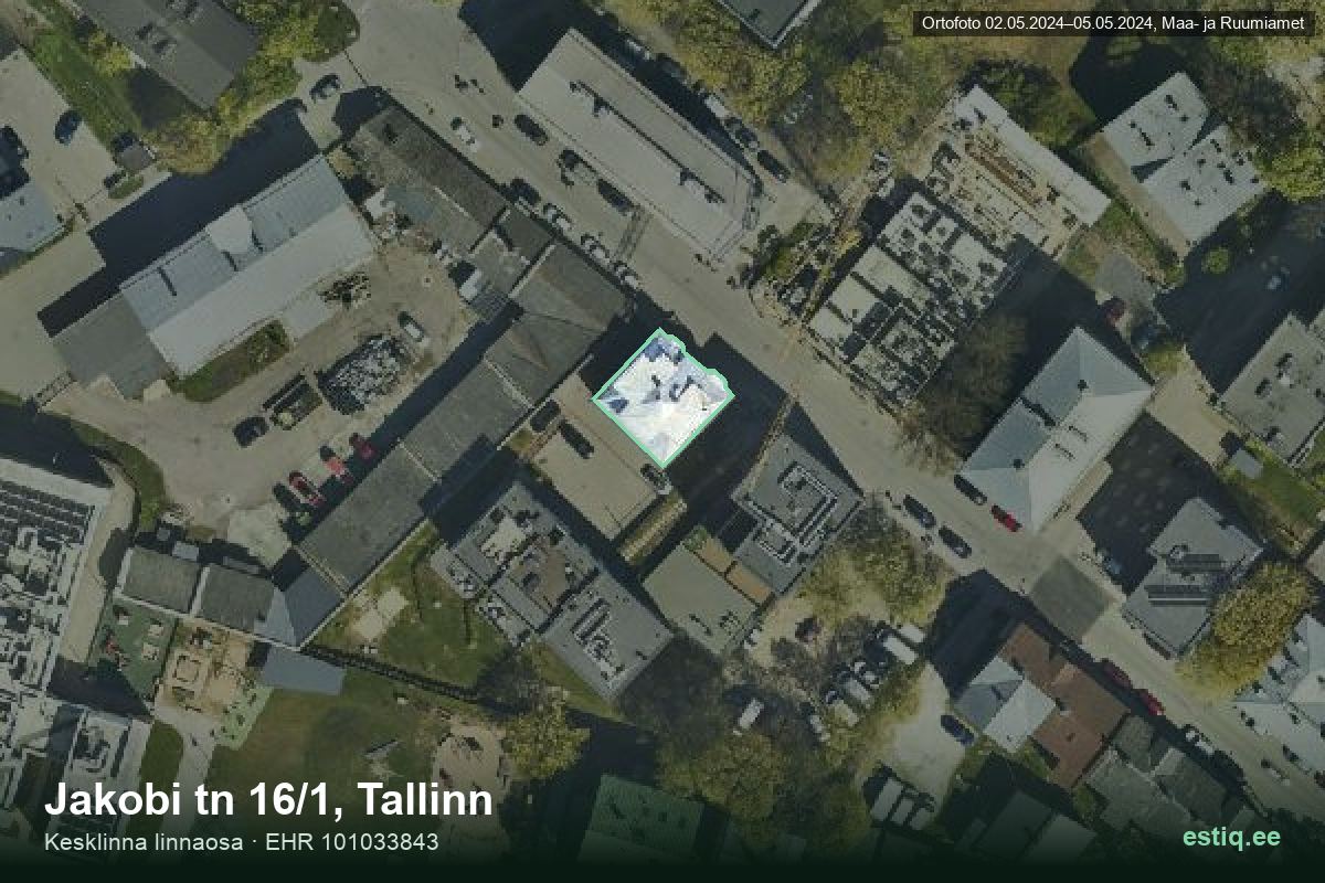 Jakobi tänav 16/1, Tallinn – aerial photo of the building, outline from the Building Register (EHR)