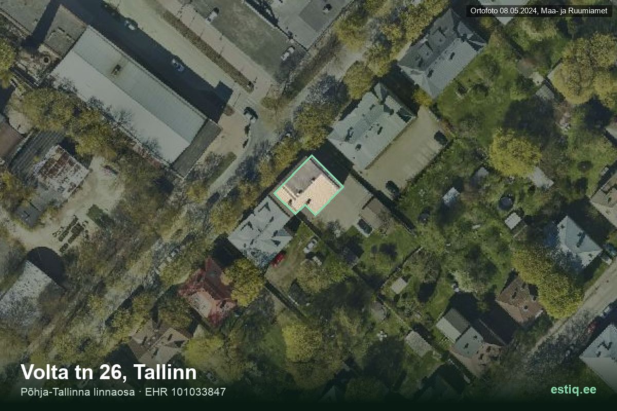Volta tänav 26, Tallinn – ilmakuva rakennuksesta, ääriviiva rakennusrekisteristä (EHR)