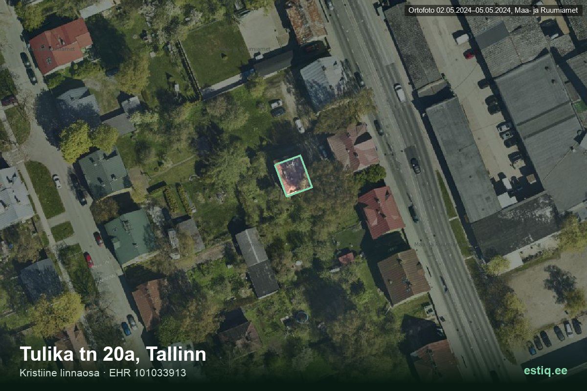 Tulika tänav 20a, Tallinn – aerial photo of the building, outline from the Building Register (EHR)