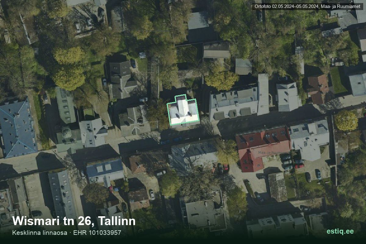 Wismari tänav 26, Tallinn – aerial photo of the building, outline from the Building Register (EHR)