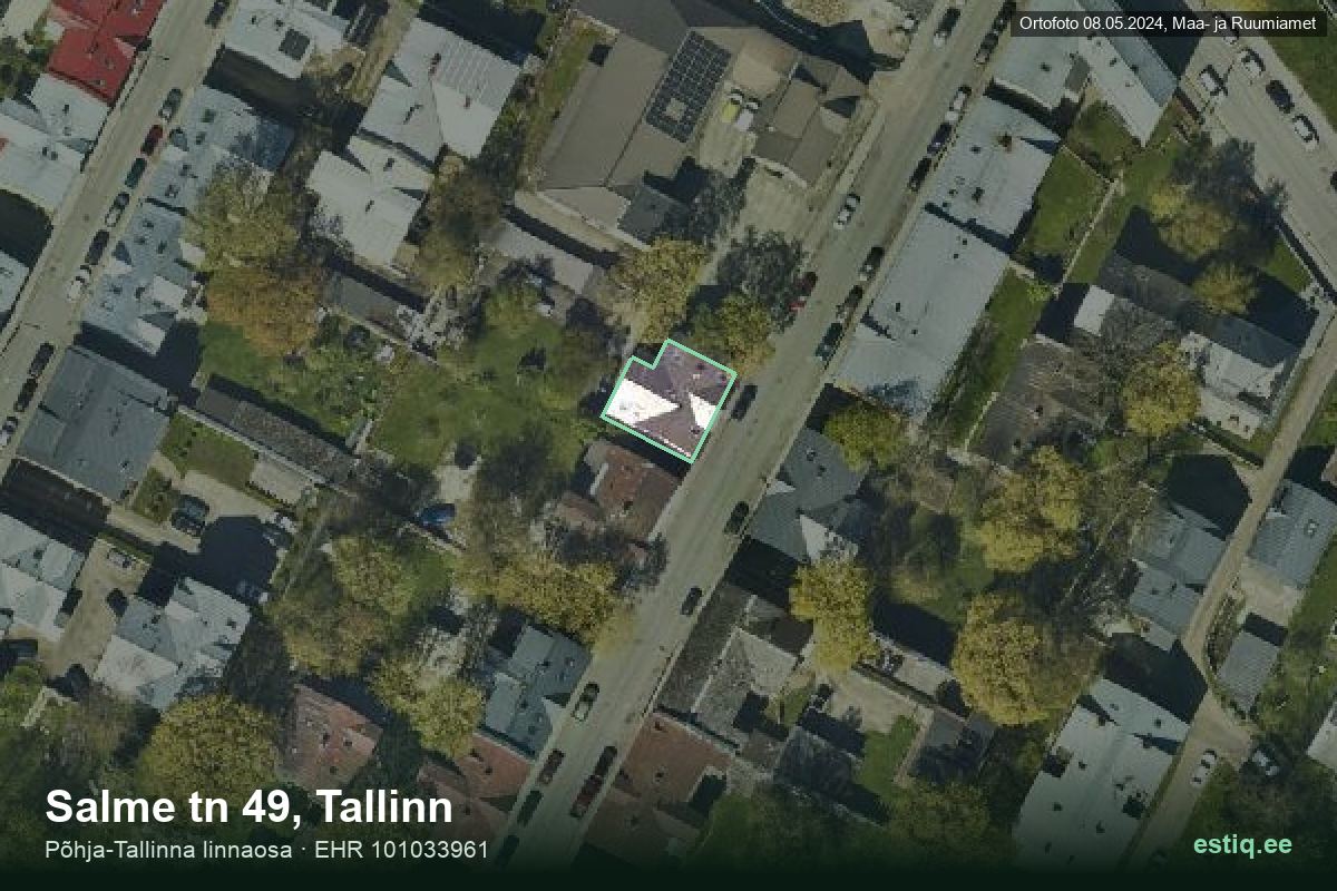 Salme tänav 49, Tallinn – hoone aerofoto, kontuur ehitisregistri (EHR) andmetest