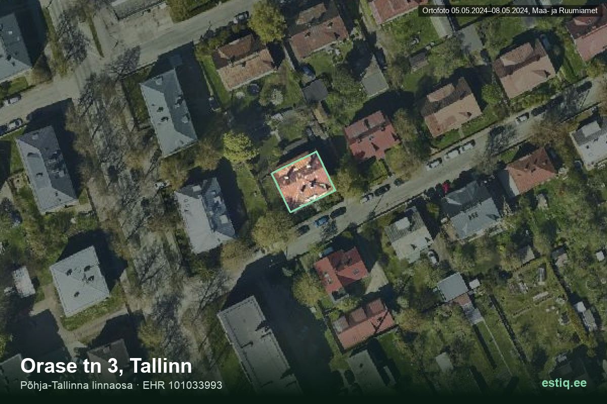 Orase tänav 3, Tallinn – hoone aerofoto, kontuur ehitisregistri (EHR) andmetest