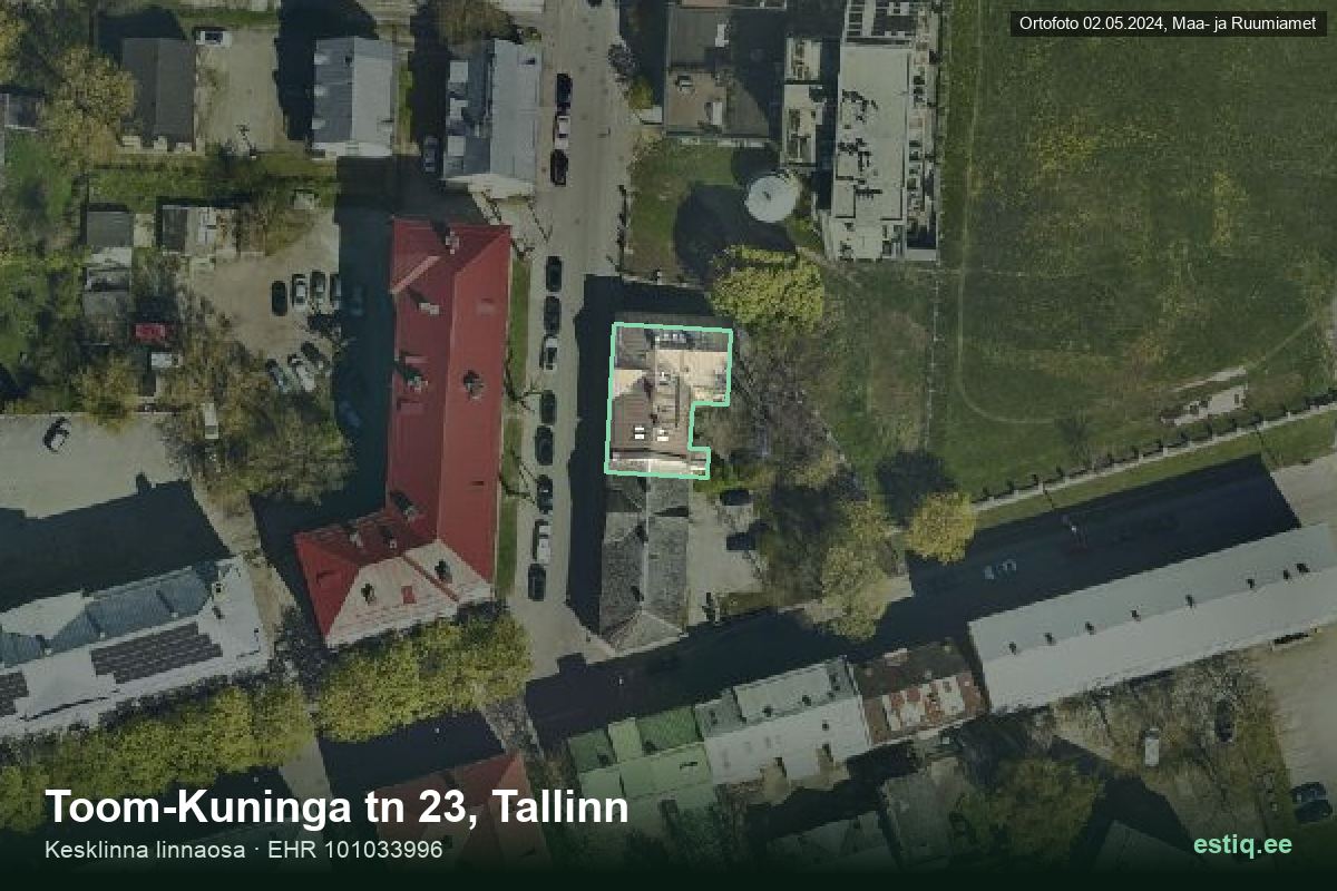 Toom-Kuninga tänav 23, Tallinn – hoone aerofoto, kontuur ehitisregistri (EHR) andmetest