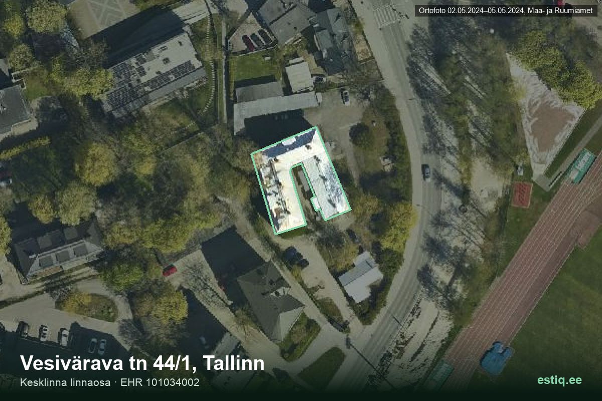 Vesivärava tänav 44/1, Tallinn – hoone aerofoto, kontuur ehitisregistri (EHR) andmetest