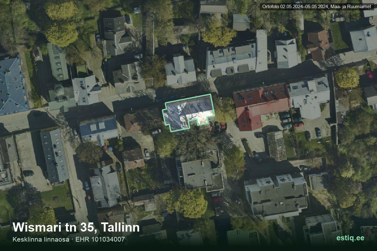 Wismari tänav 35, Tallinn – ilmakuva rakennuksesta, ääriviiva rakennusrekisteristä (EHR)