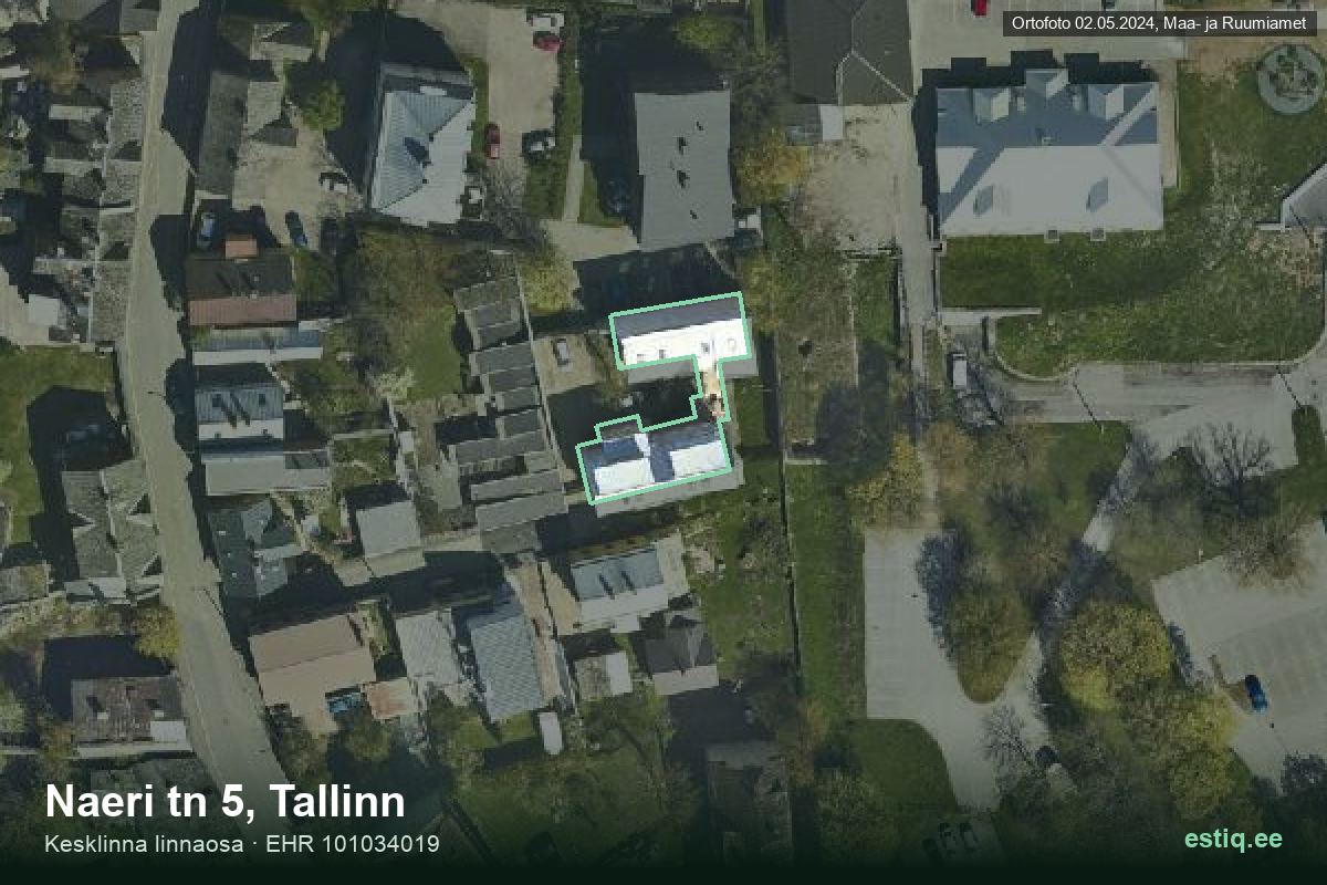 Naeri tänav 5, Tallinn – aerial photo of the building, outline from the Building Register (EHR)