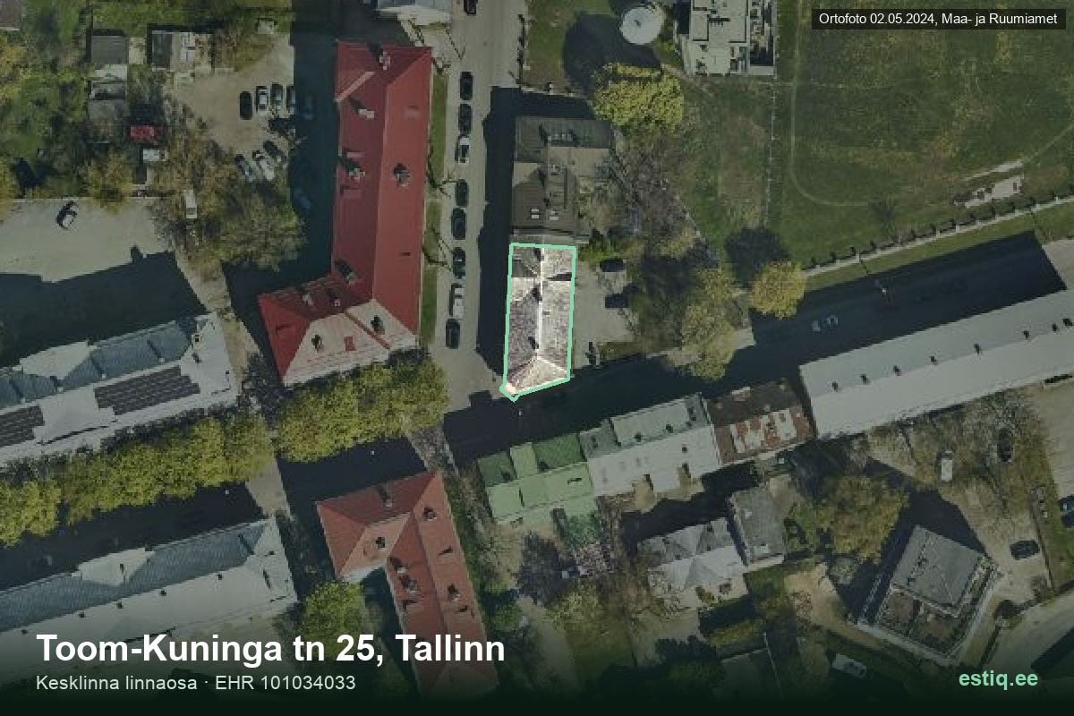 Toom-Kuninga tänav 25, Tallinn – hoone aerofoto, kontuur ehitisregistri (EHR) andmetest
