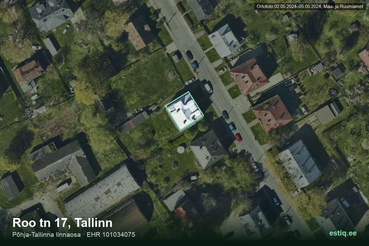 Roo tänav 17, Tallinn – ilmakuva rakennuksesta, ääriviiva rakennusrekisteristä (EHR)