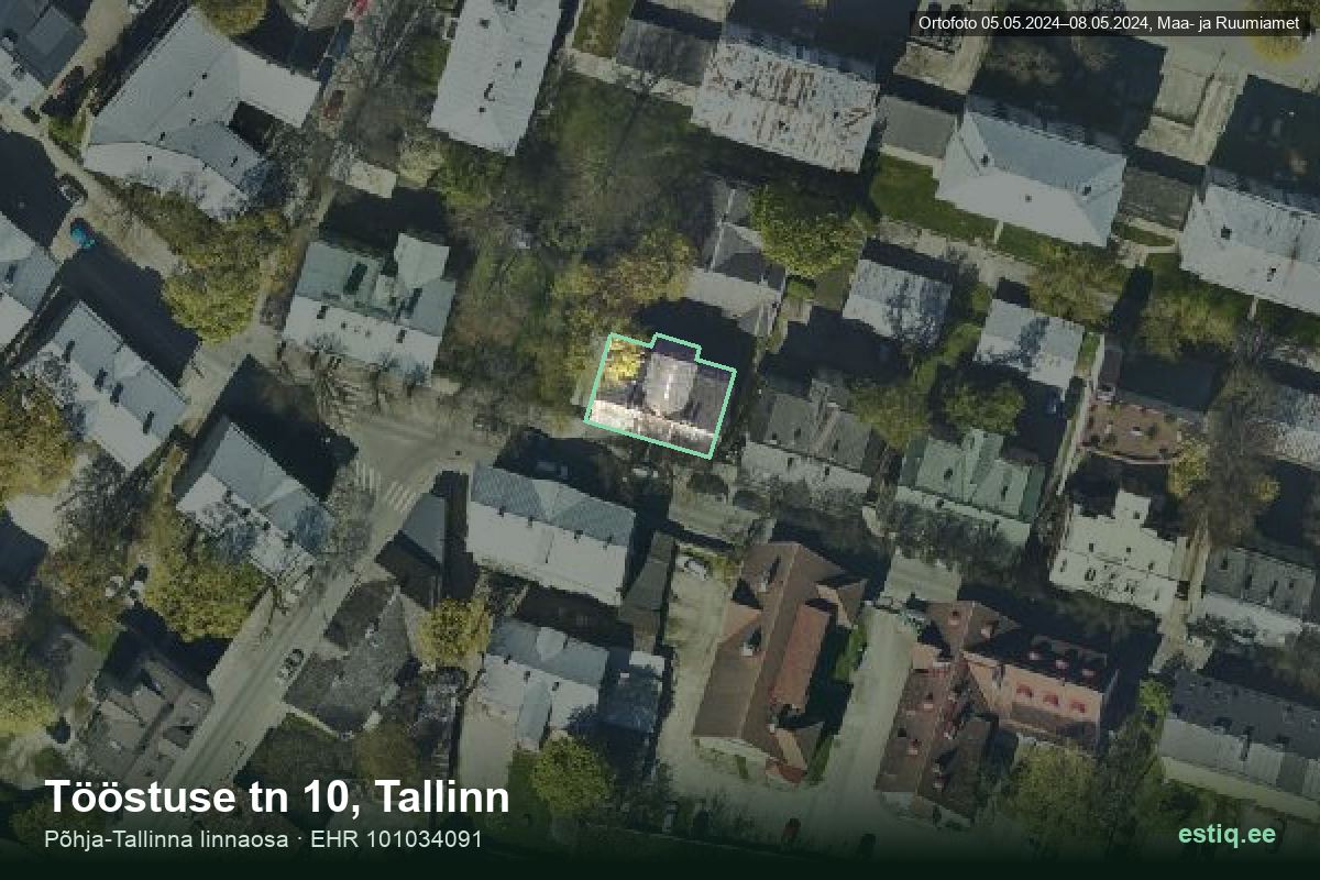 Tööstuse tänav 10, Tallinn – hoone aerofoto, kontuur ehitisregistri (EHR) andmetest