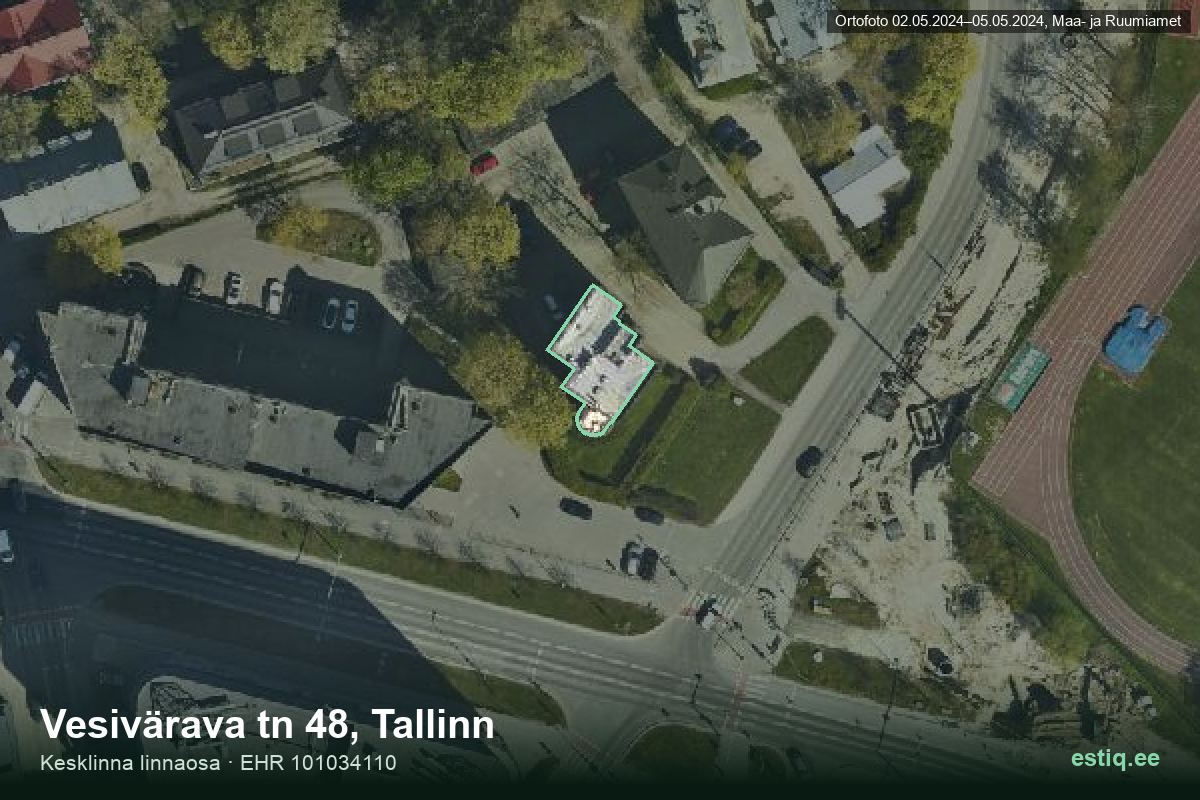 Vesivärava tänav 48, Tallinn – hoone aerofoto, kontuur ehitisregistri (EHR) andmetest
