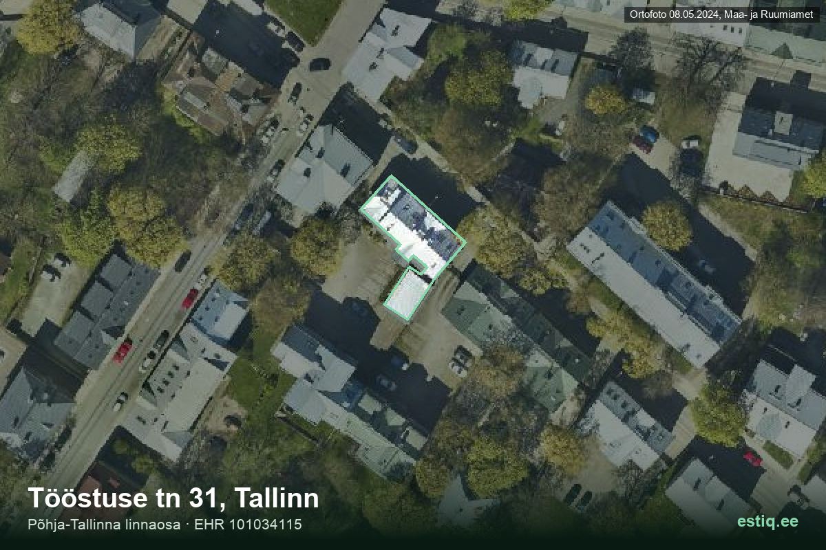 Tööstuse tänav 31, Tallinn – hoone aerofoto, kontuur ehitisregistri (EHR) andmetest