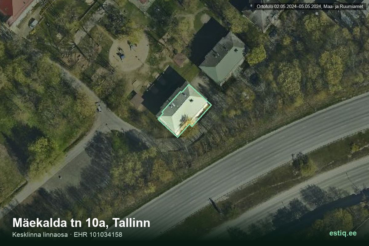 Mäekalda tänav 10a, Tallinn – hoone aerofoto, kontuur ehitisregistri (EHR) andmetest