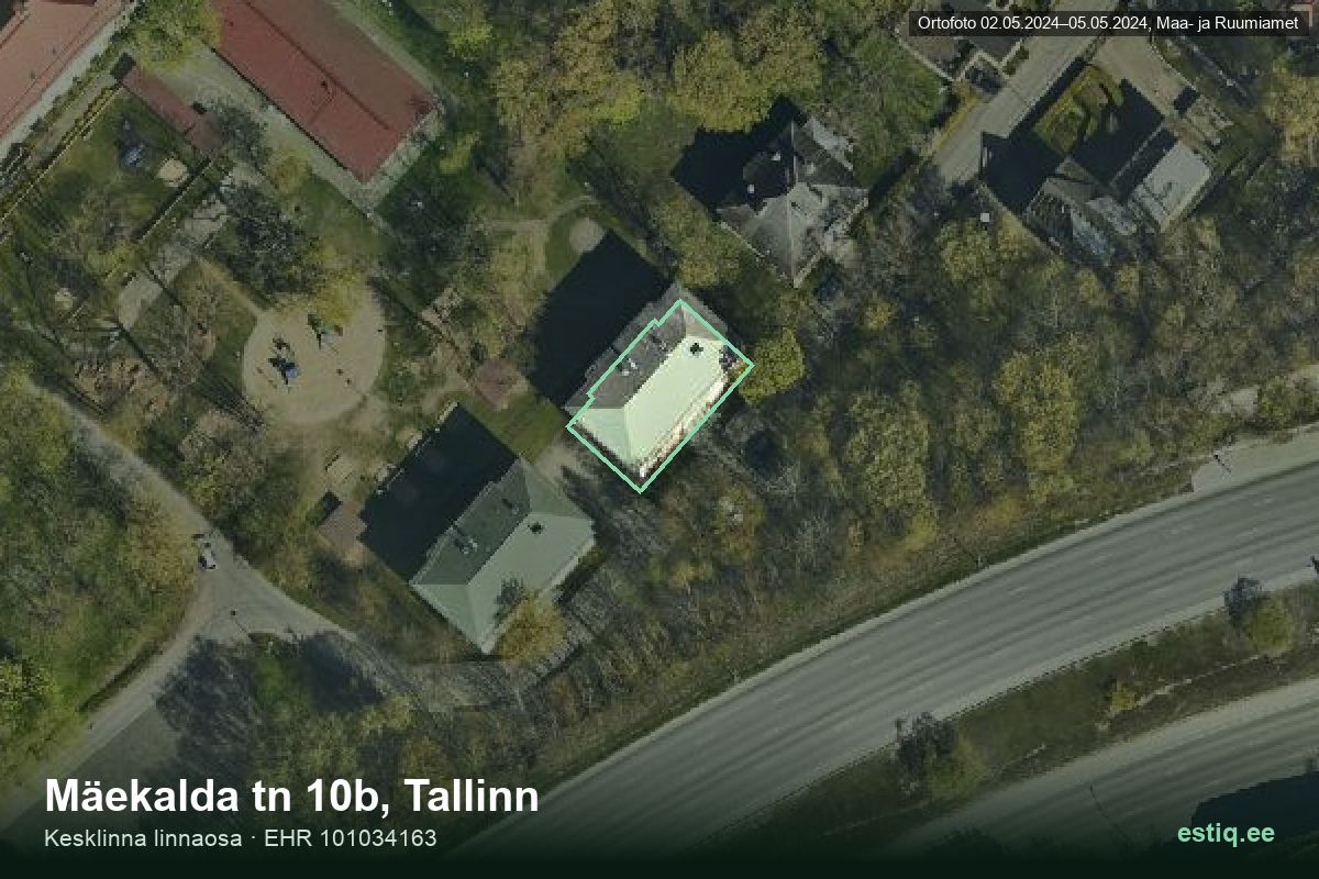 Mäekalda tänav 10b, Tallinn – hoone aerofoto, kontuur ehitisregistri (EHR) andmetest
