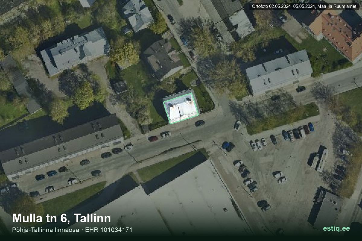 Mulla tänav 6, Tallinn – ilmakuva rakennuksesta, ääriviiva rakennusrekisteristä (EHR)