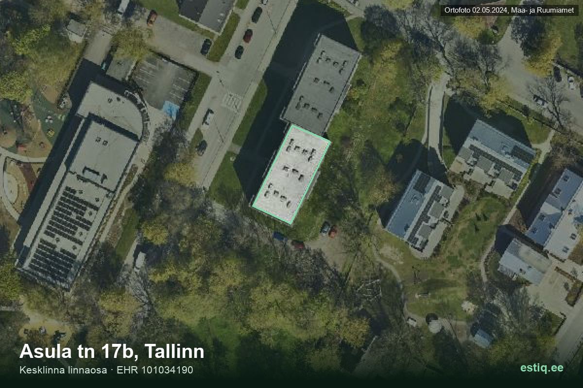 Asula tänav 17b, Tallinn – hoone aerofoto, kontuur ehitisregistri (EHR) andmetest