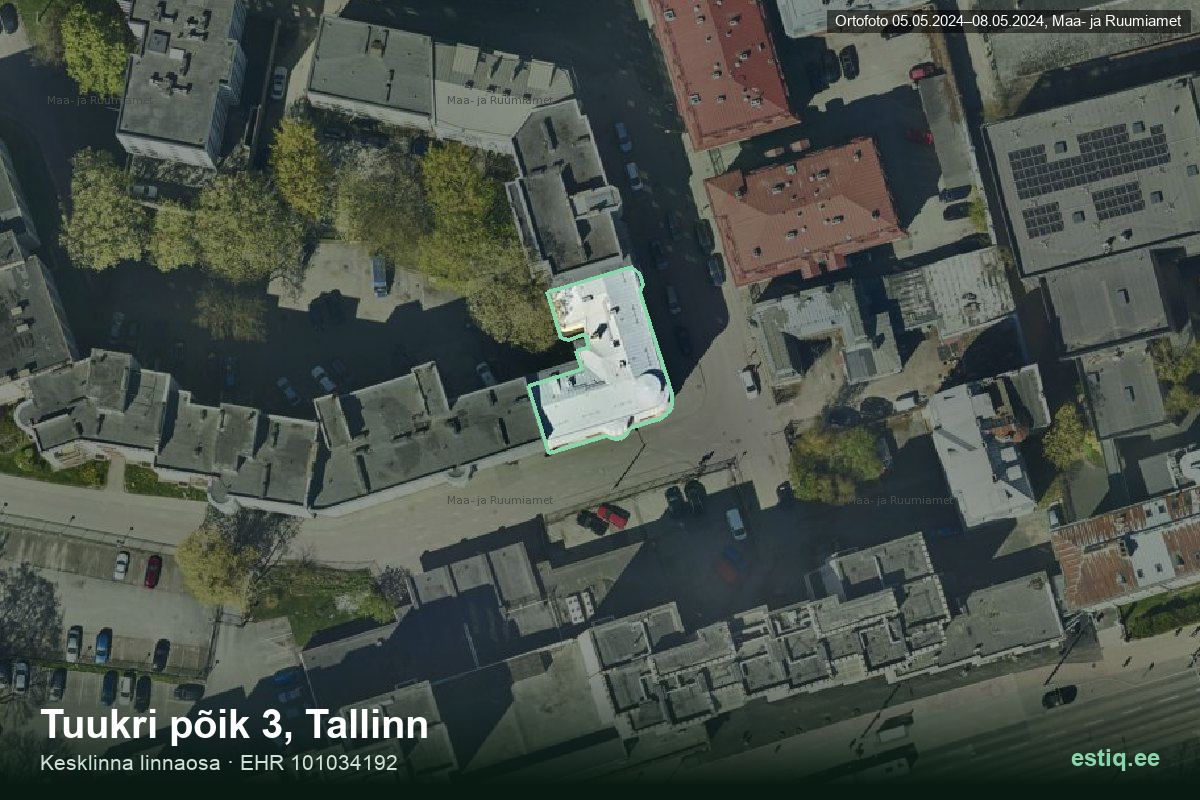 Tuukri põik 3, Tallinn – ilmakuva rakennuksesta, ääriviiva rakennusrekisteristä (EHR)