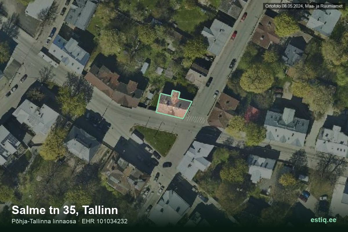 Salme tänav 35, Tallinn – hoone aerofoto, kontuur ehitisregistri (EHR) andmetest