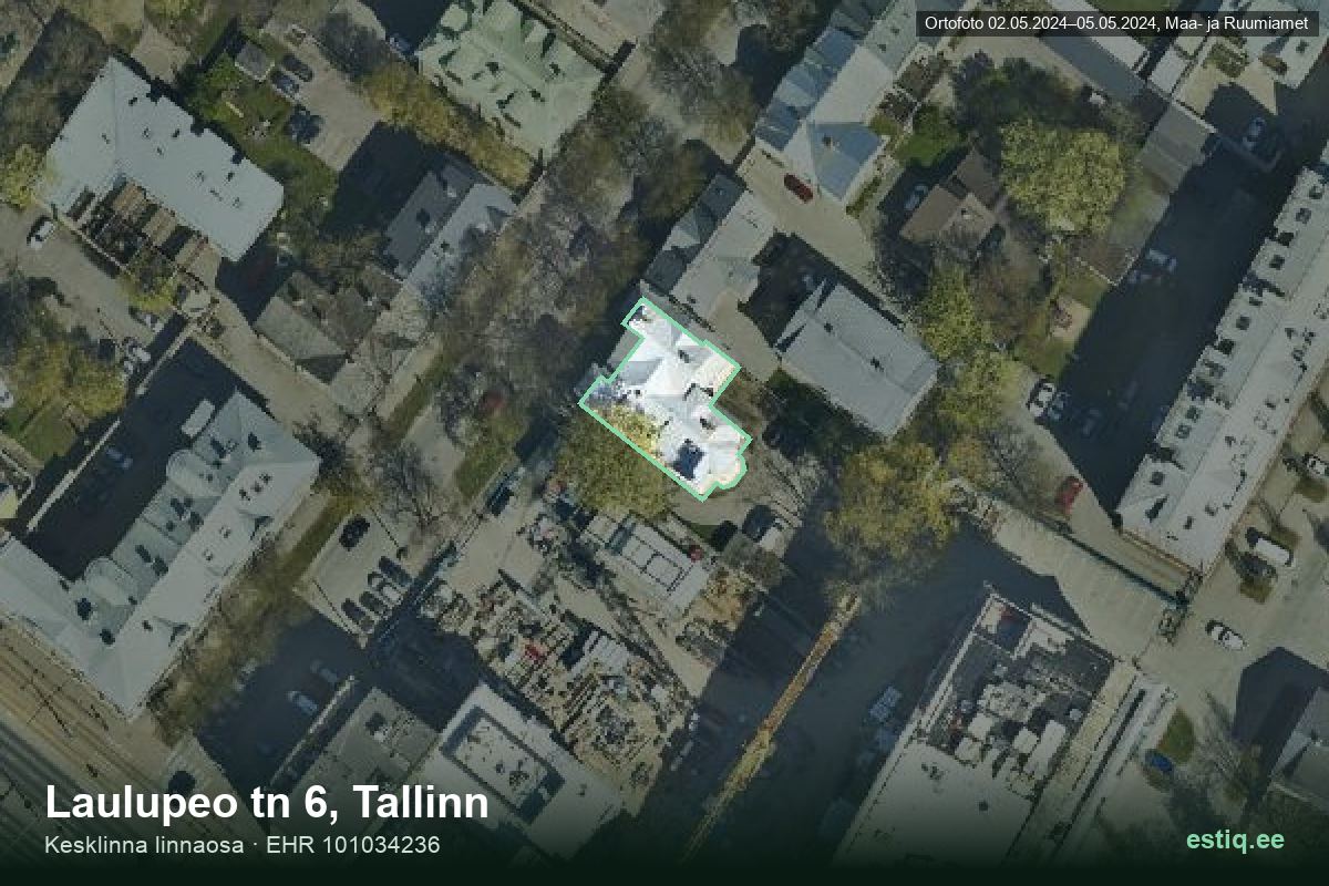 Laulupeo tänav 6, Tallinn – aerial photo of the building, outline from the Building Register (EHR)