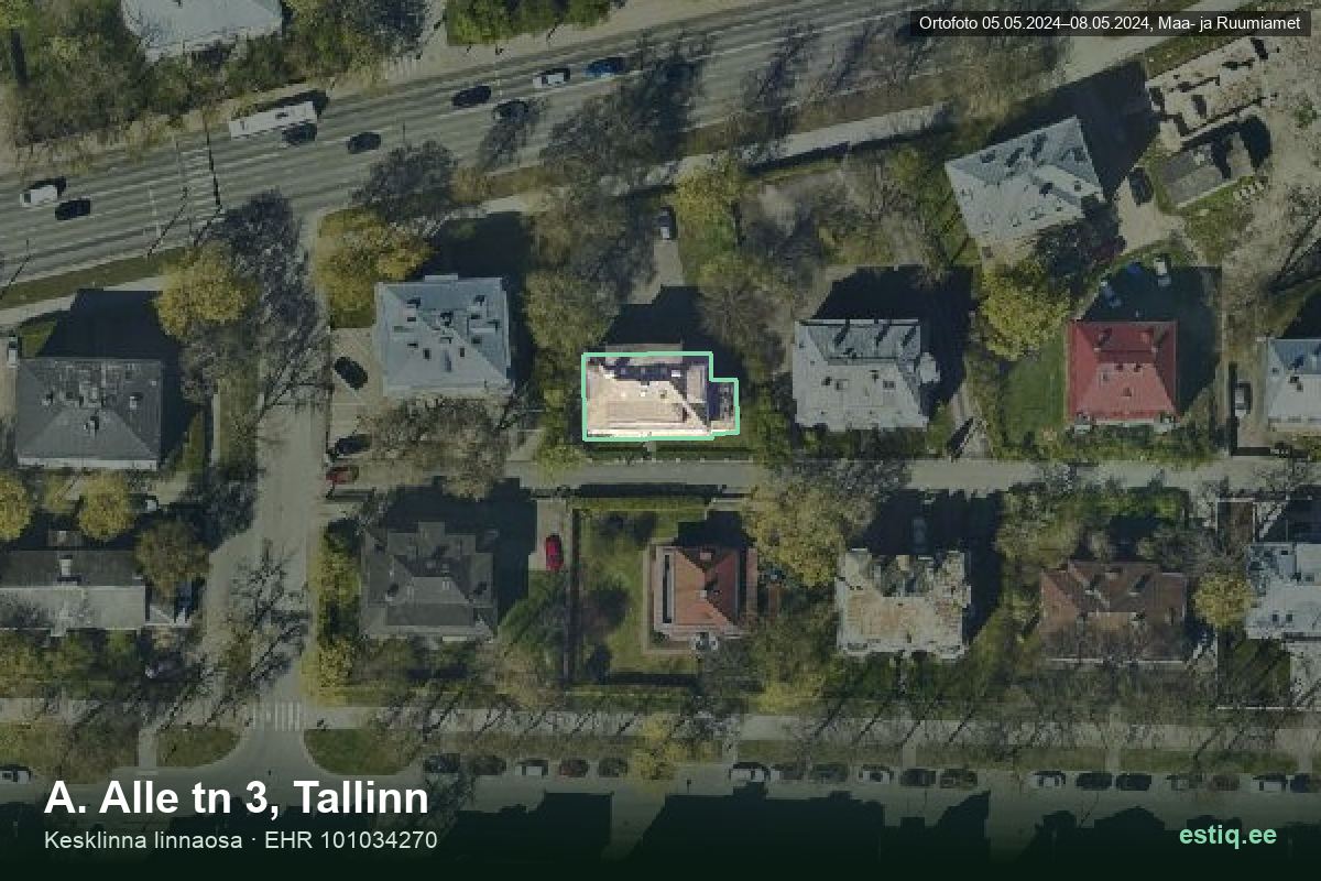 A. Alle tänav 3, Tallinn – hoone aerofoto, kontuur ehitisregistri (EHR) andmetest