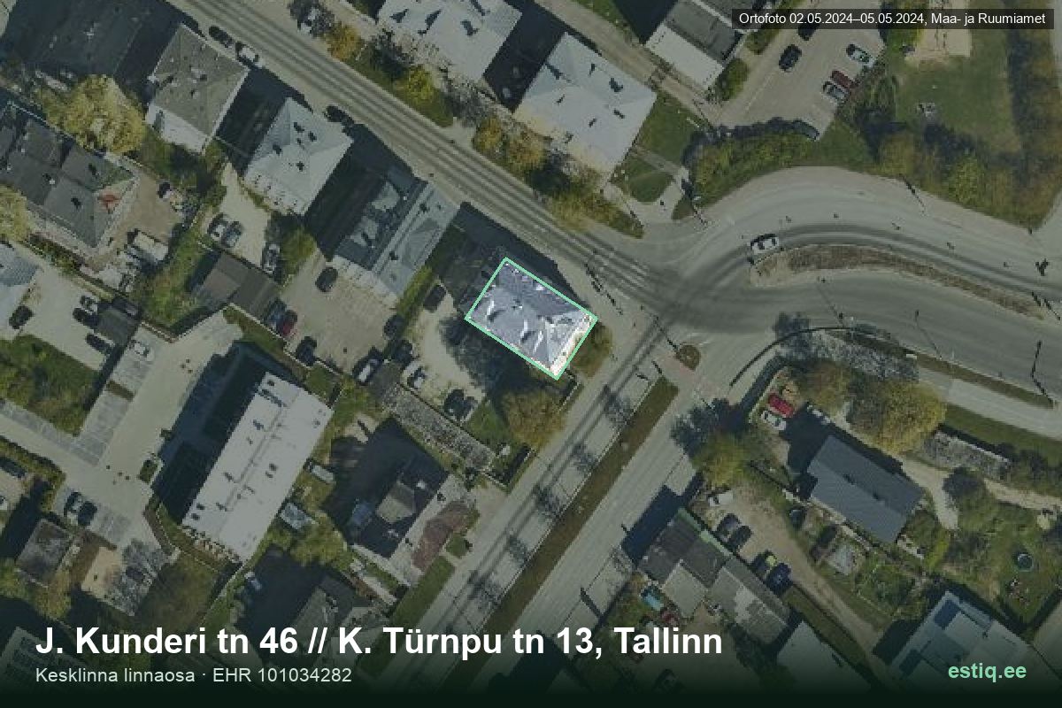 J. Kunderi tänav 46, Tallinn – hoone aerofoto, kontuur ehitisregistri (EHR) andmetest