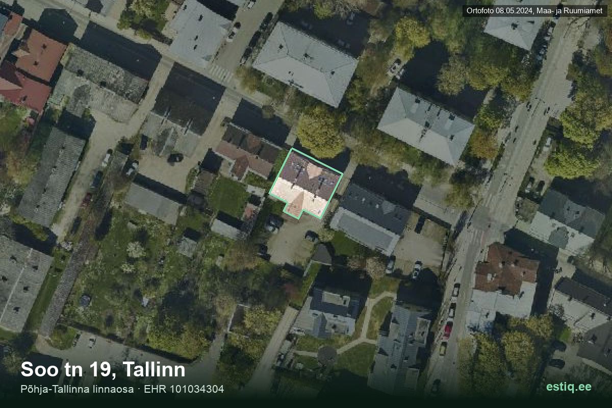Soo tänav 19, Tallinn – аэрофото дома, контур по данным регистра строений (EHR)