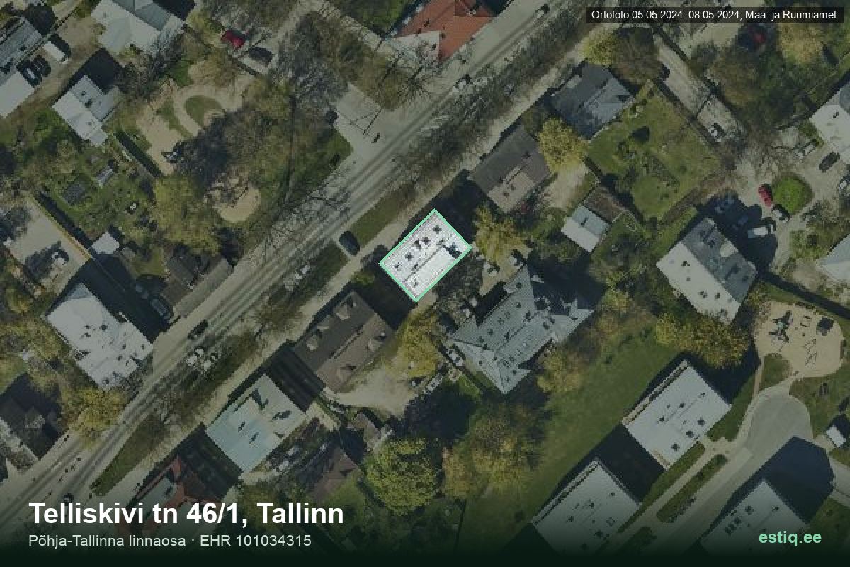 Telliskivi tänav 46/1, Tallinn – hoone aerofoto, kontuur ehitisregistri (EHR) andmetest