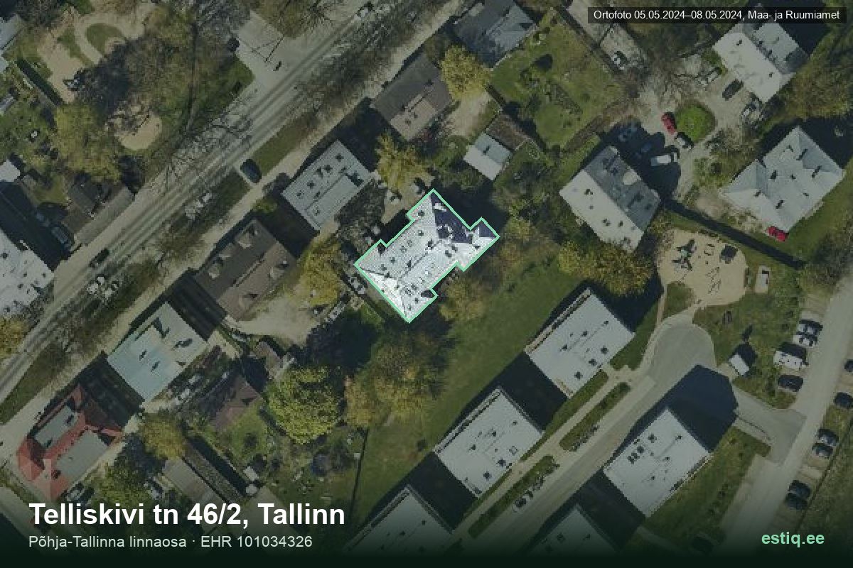 Telliskivi tänav 46/2, Tallinn – hoone aerofoto, kontuur ehitisregistri (EHR) andmetest