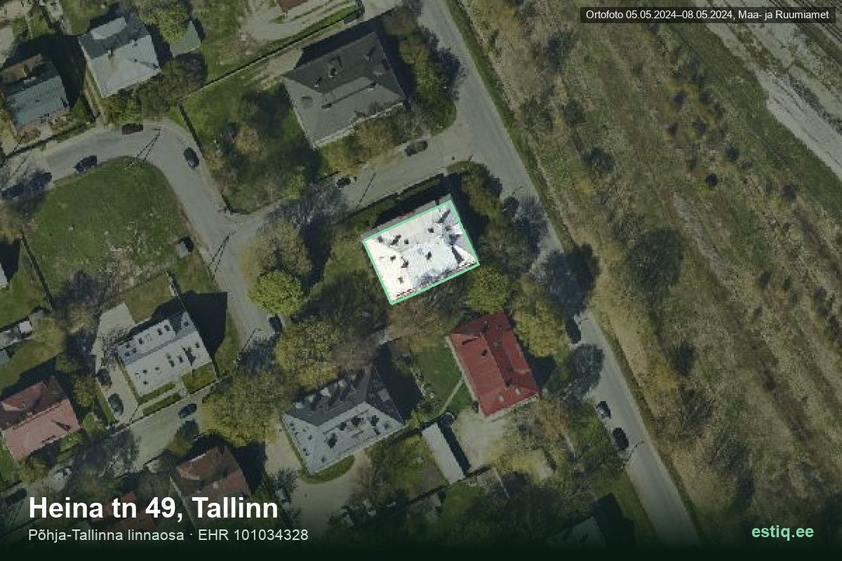 Heina tänav 49, Tallinn – aerial photo of the building, outline from the Building Register (EHR)