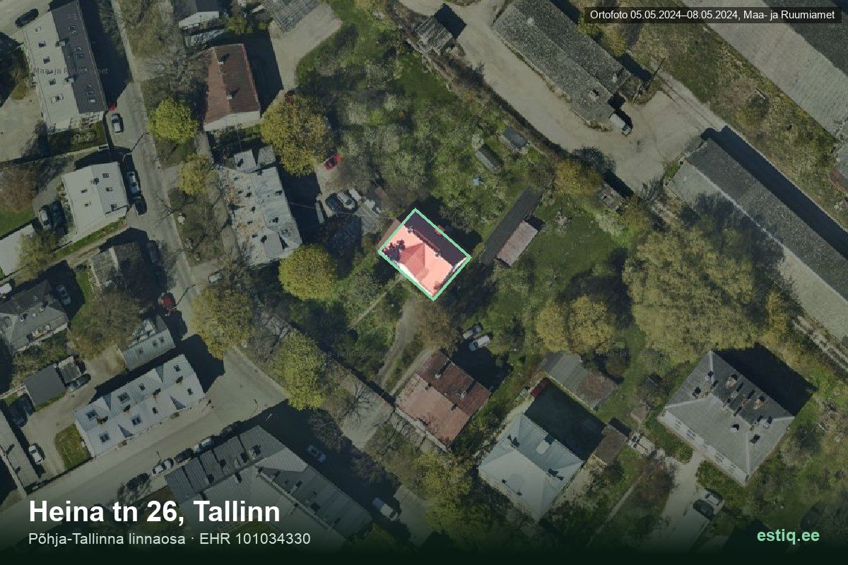 Heina tänav 26, Tallinn – ilmakuva rakennuksesta, ääriviiva rakennusrekisteristä (EHR)