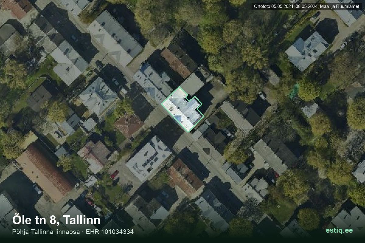 Õle tänav 8, Tallinn – ilmakuva rakennuksesta, ääriviiva rakennusrekisteristä (EHR)
